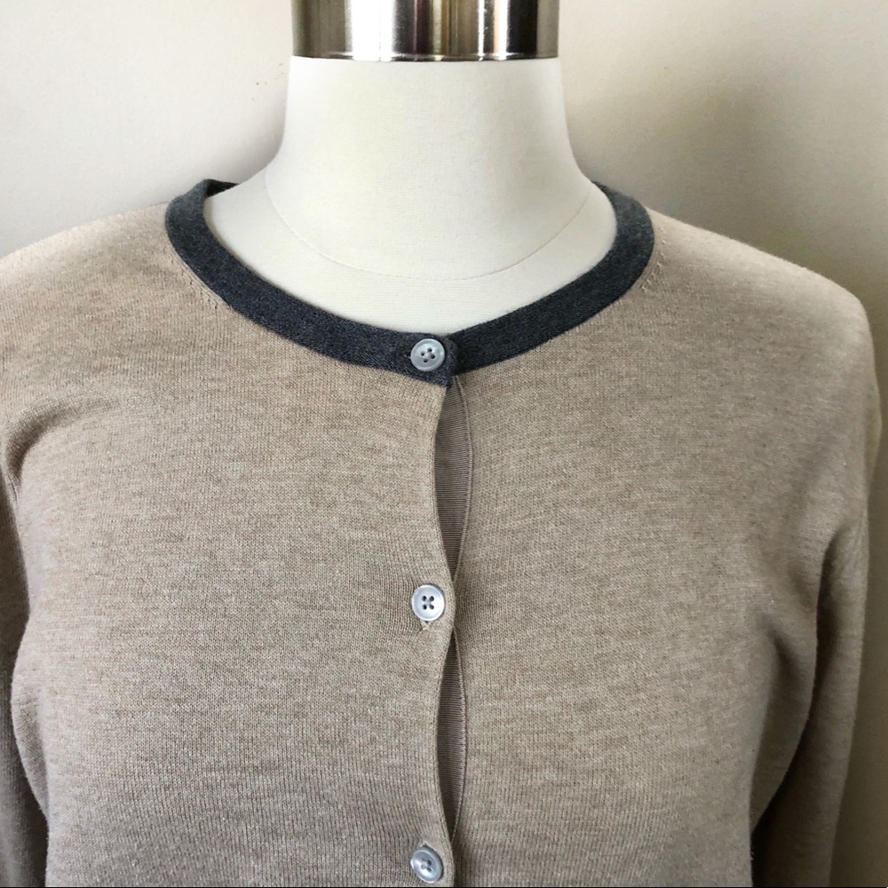 LANDS’ END grey & beige cotton cardigan women’s M